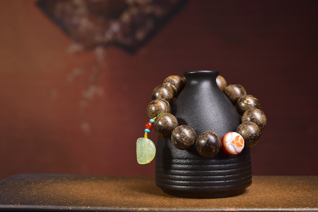 Natural Agarwood Bracelet, 18mm Beads, 50.41g - Premium Wild Old-Stock Nine-Part Agarwood - 6