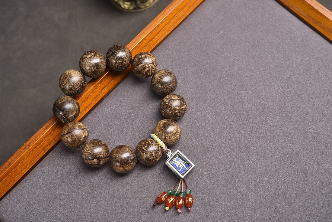 Natural Agarwood Bracelet, 20mm Beads, 63.23g - Wild Old-Stock Nine-Part Agarwood, Spiritual - 2