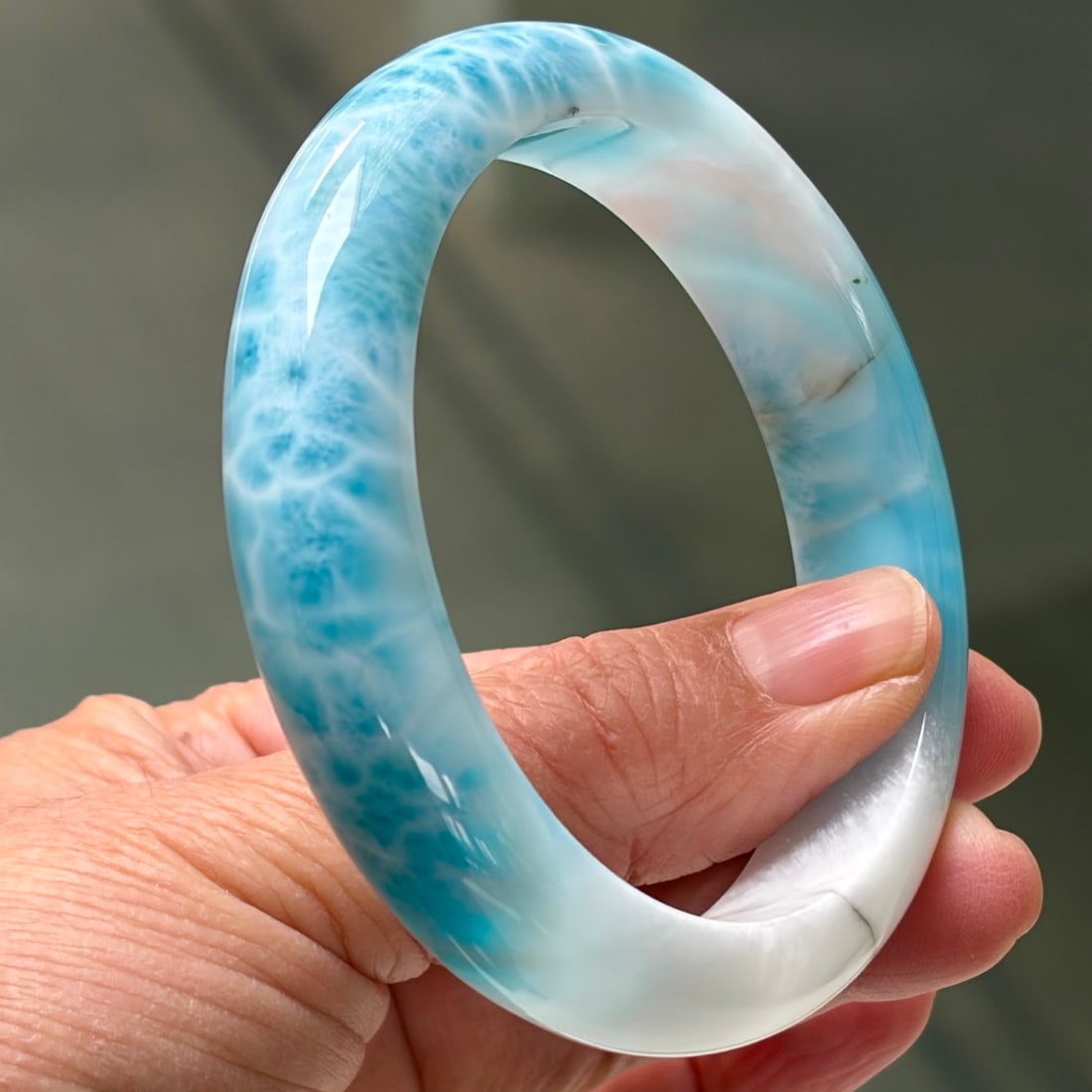 Natural Larimar Sky Blue Fully Gemstone Bangle, 62.5g - 5