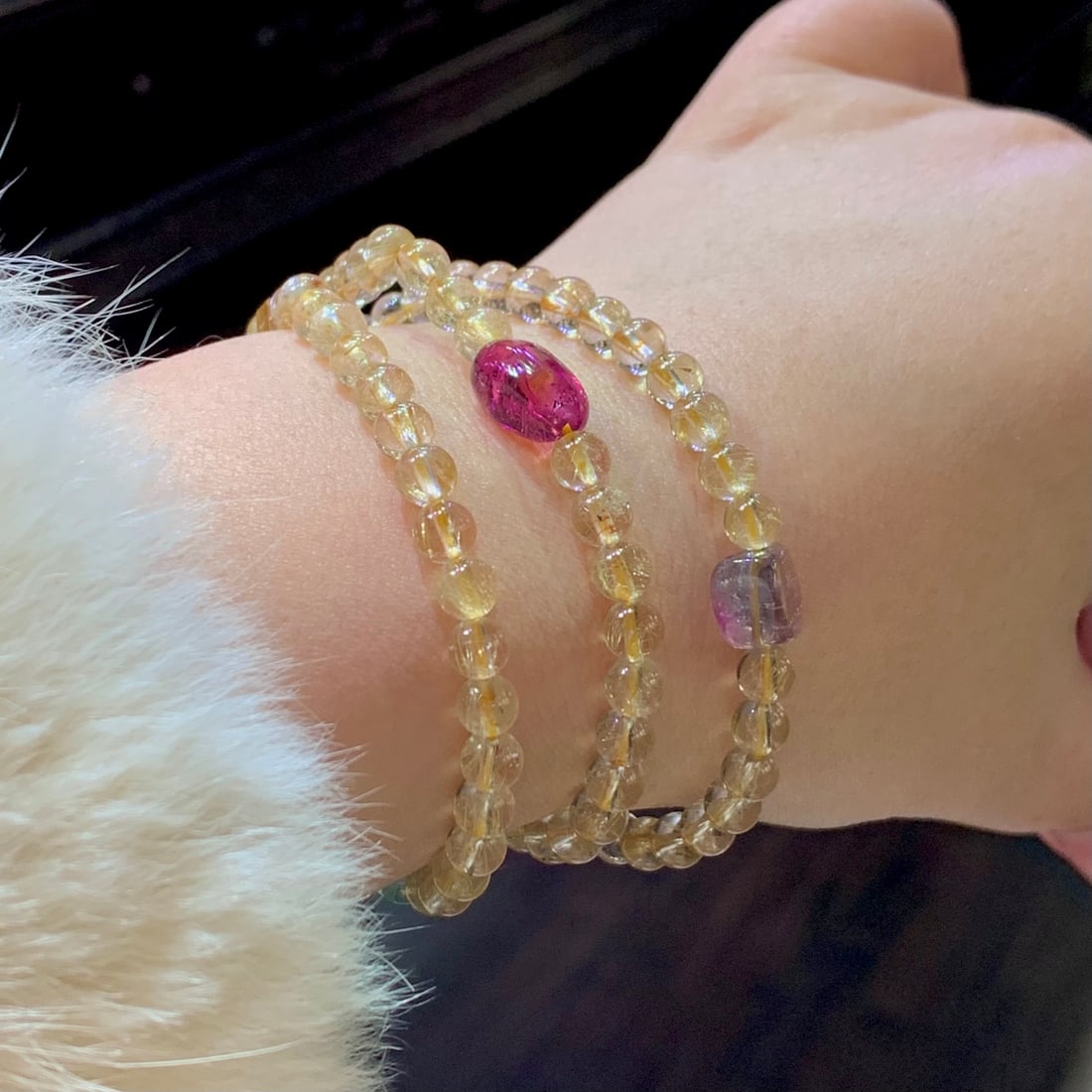 Natural Rutilated Quartz Multi-Strand Bracelet, 23.97g - 3