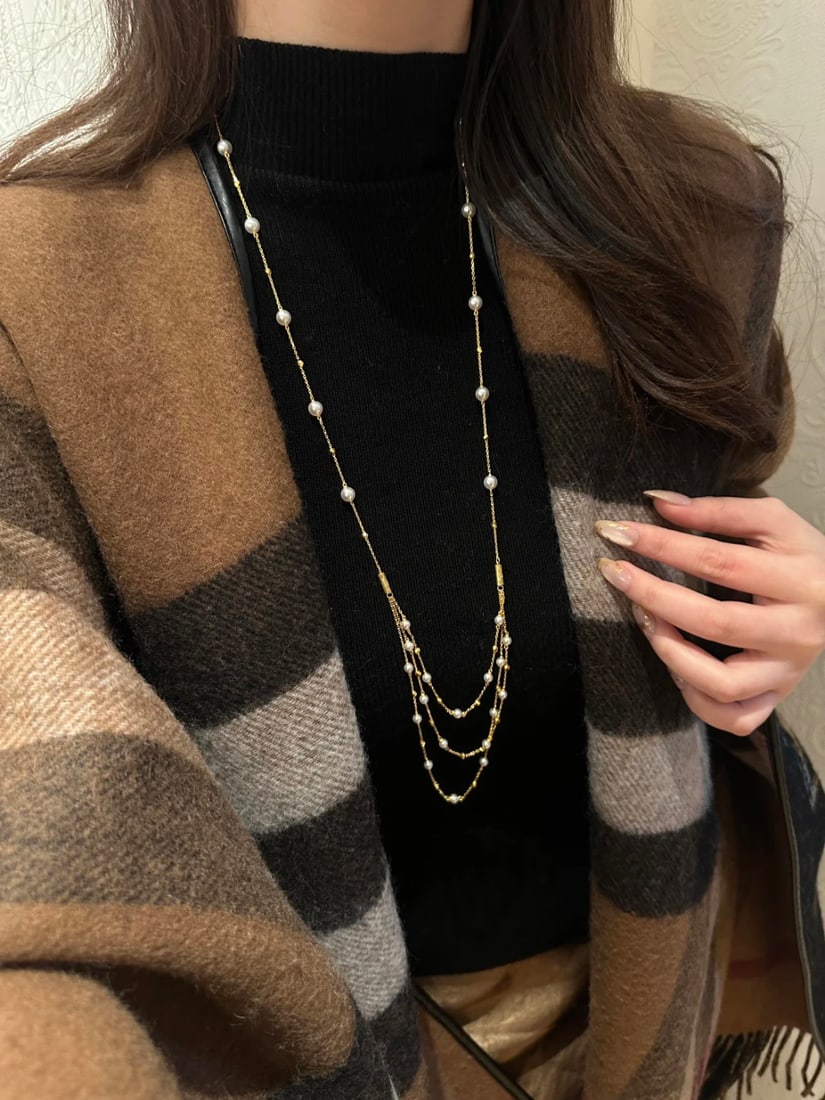 Freshwater Pearl Starburst Sweater Necklace with Magnetic Clasp, 3.5-4mm - 4