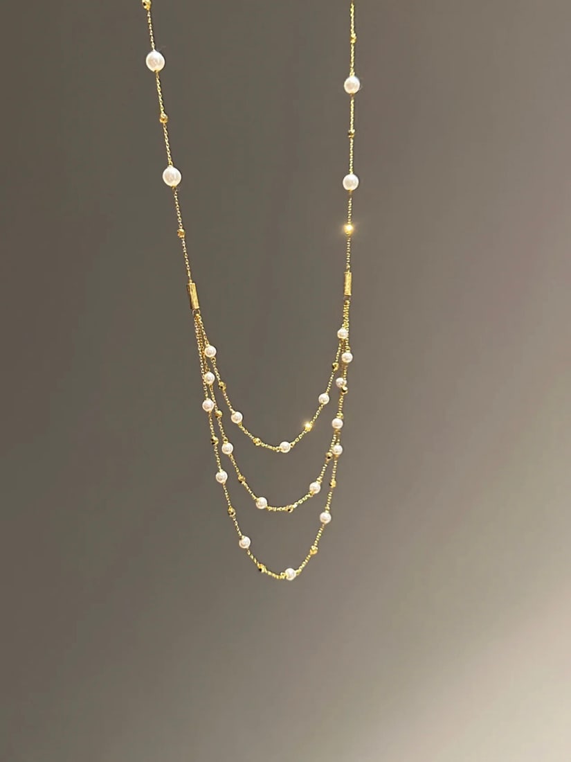 Freshwater Pearl Starburst Sweater Necklace with Magnetic Clasp, 3.5-4mm - 7