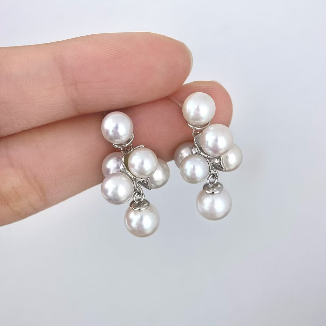 Sterling Silver Grapevine Freshwater Pearl Stud Earrings, 5-7mm - 2