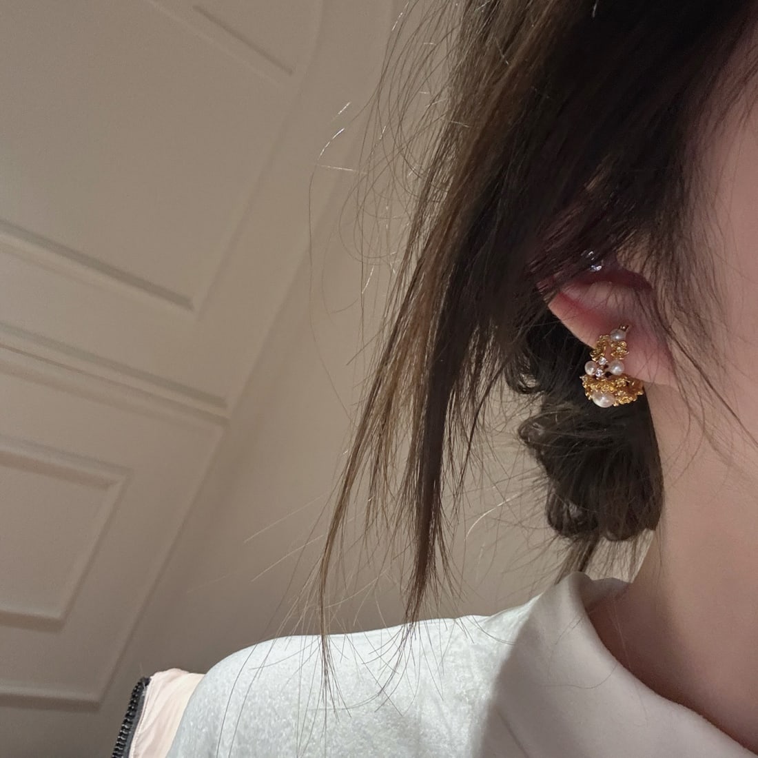 Osmanthus-Inspired Freshwater Pearl Clip-On Earrings - 5