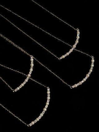 14K Gold-Plated Seven-Pearl Necklace with Cubic Zirconia Accents - 3