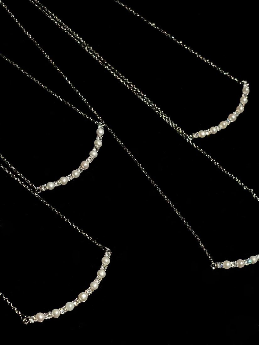 14K Gold-Plated Seven-Pearl Necklace with Cubic Zirconia Accents - 6