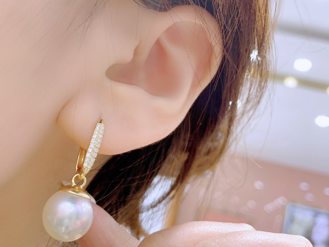 S925 Sterling Silver Earrings with 12-13mm Natural Aurora Pearls - 6