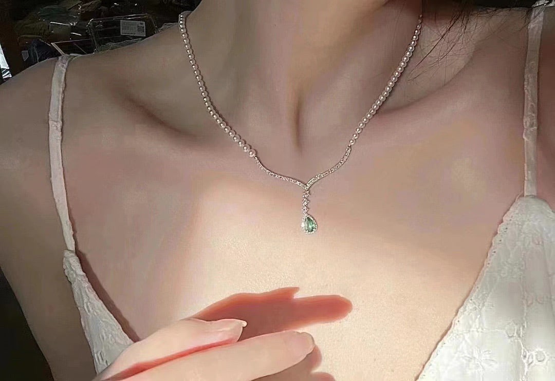 S925 Sterling Silver Baby Pearl Necklace, 5mm Near-Round Pearls - 6