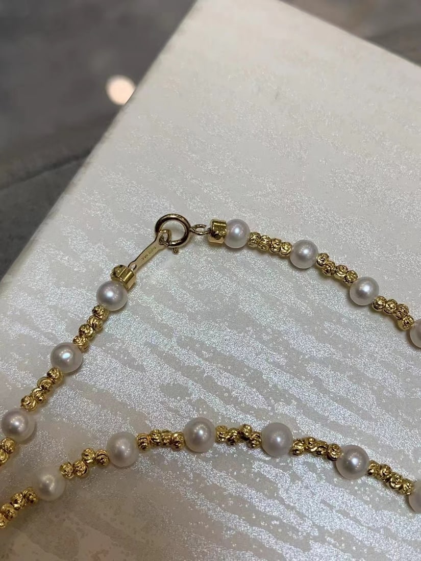 14K Gold-Plated Necklace with 5-6mm Natural Freshwater Non-Nucleated Pearls, 95cm - 2