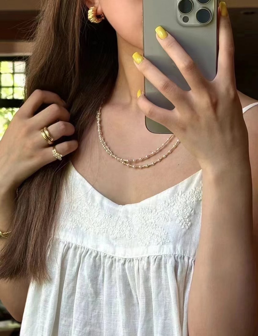 14K Gold-Plated Necklace with 5-6mm Natural Freshwater Non-Nucleated Pearls, 95cm - 7