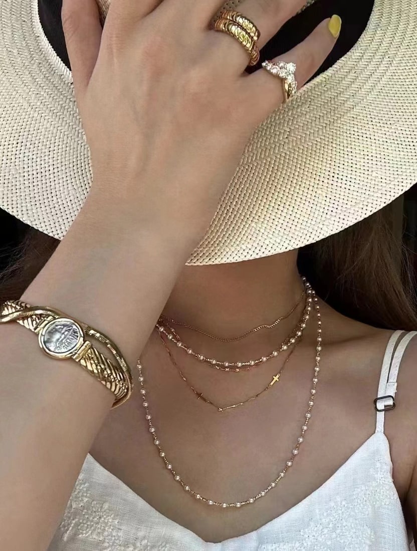 14K Gold-Plated Necklace with 5-6mm Natural Freshwater Non-Nucleated Pearls, 95cm - 8