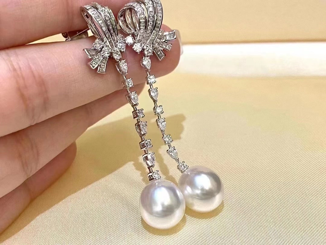 S925 Sterling Silver Earrings with 9-10mm Natural Pearls - 2