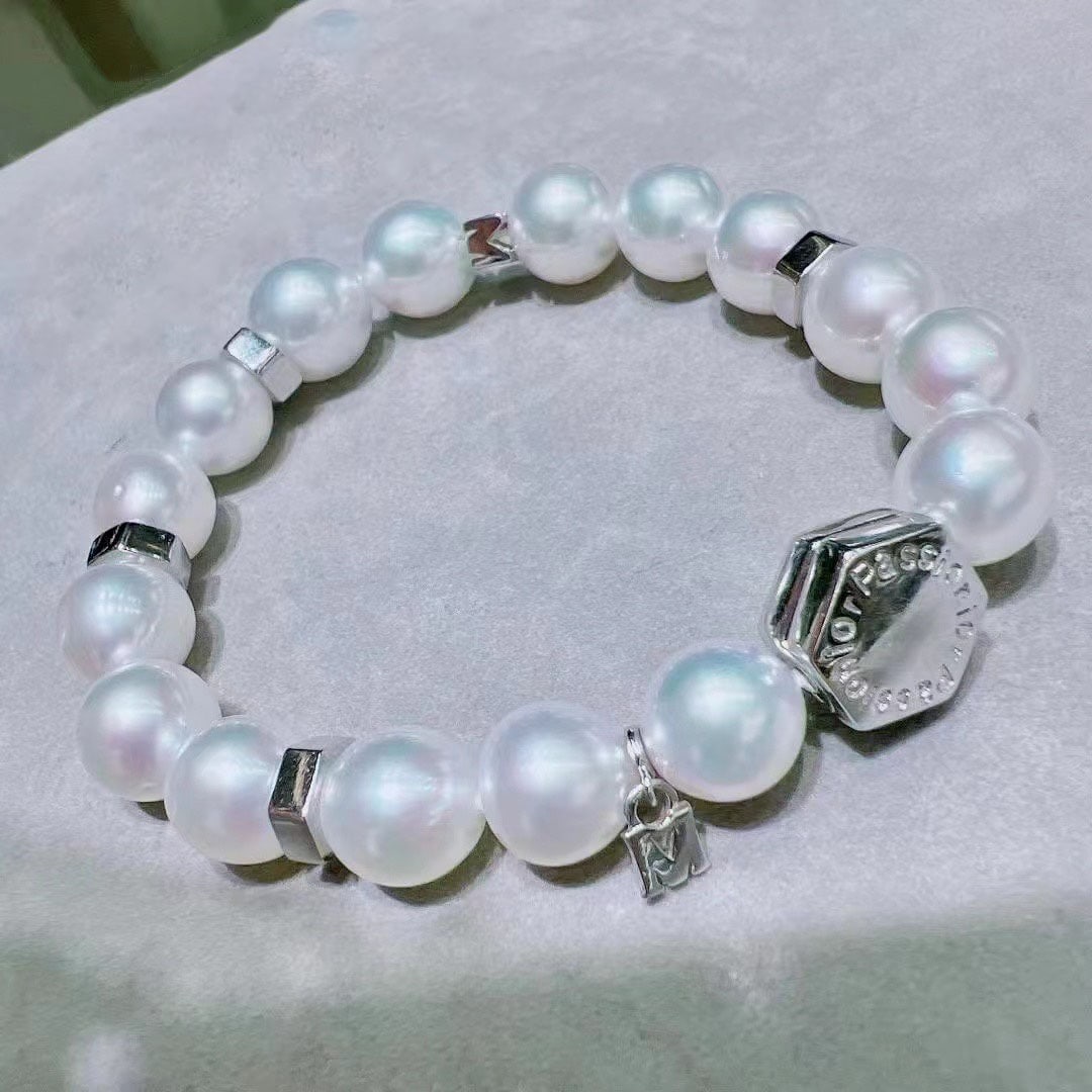 S925 Sterling Silver Bracelet with 10-11mm Near-Round Freshwater Pearls - 2
