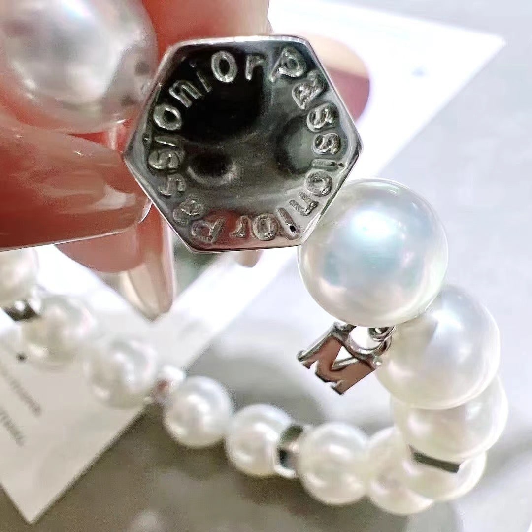 S925 Sterling Silver Bracelet with 10-11mm Near-Round Freshwater Pearls - 3