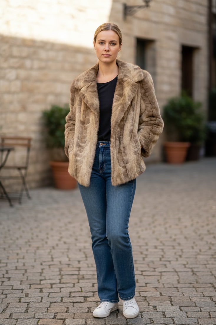 PLATINUM MINK FUR JACKET EU: L - US:18 - 2