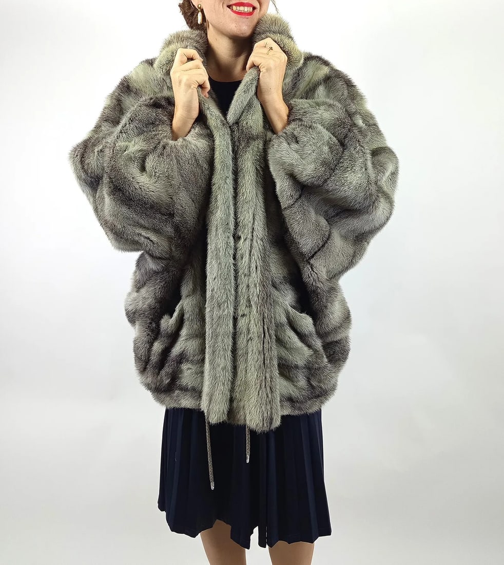 BLACK CROSS MINK FUR COAT EU: 3XL ; US: 28 - 3