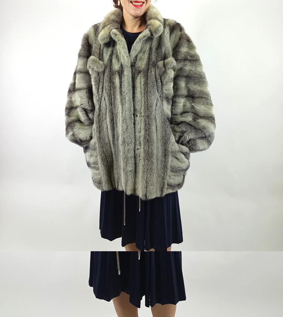 BLACK CROSS MINK FUR COAT EU: 3XL ; US: 28 - 4