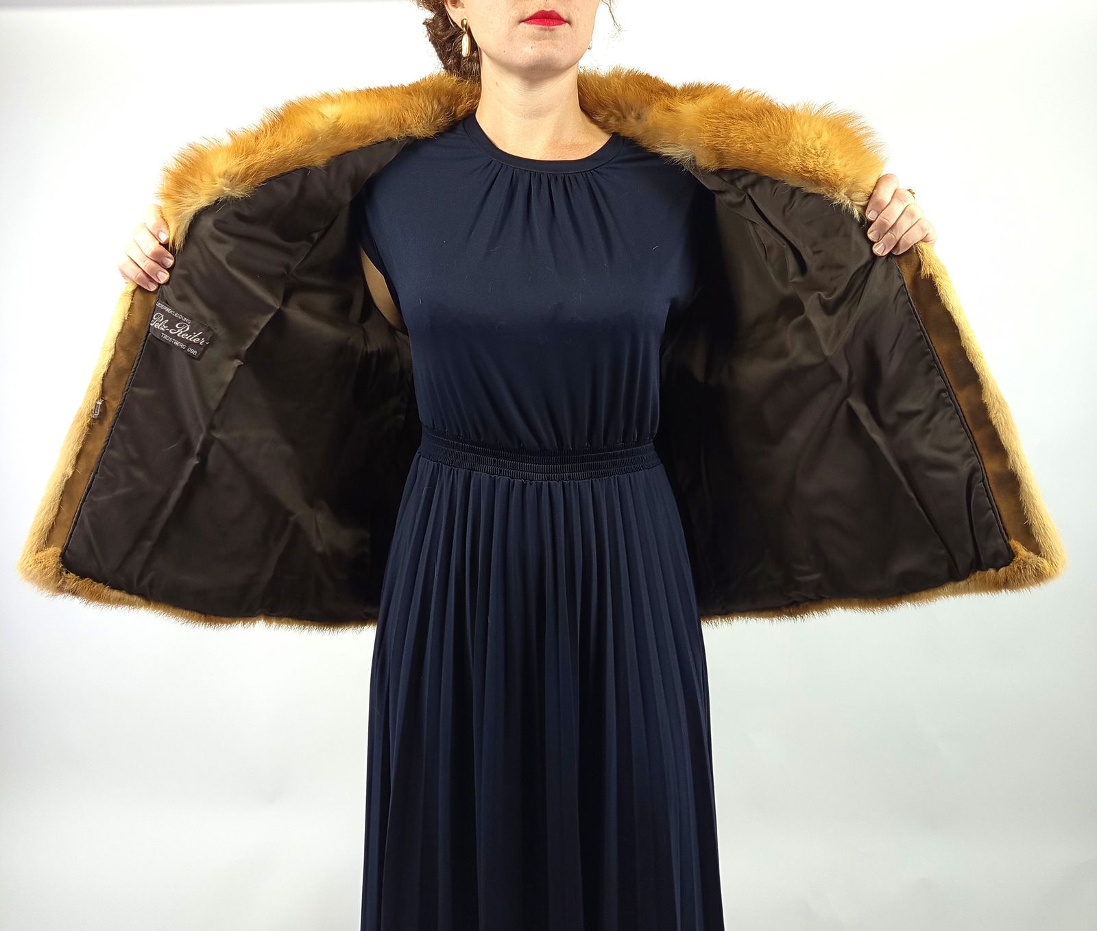 GOLDEN MINK RED FOX FUR JACKET EU: L ; US: 16 - 9