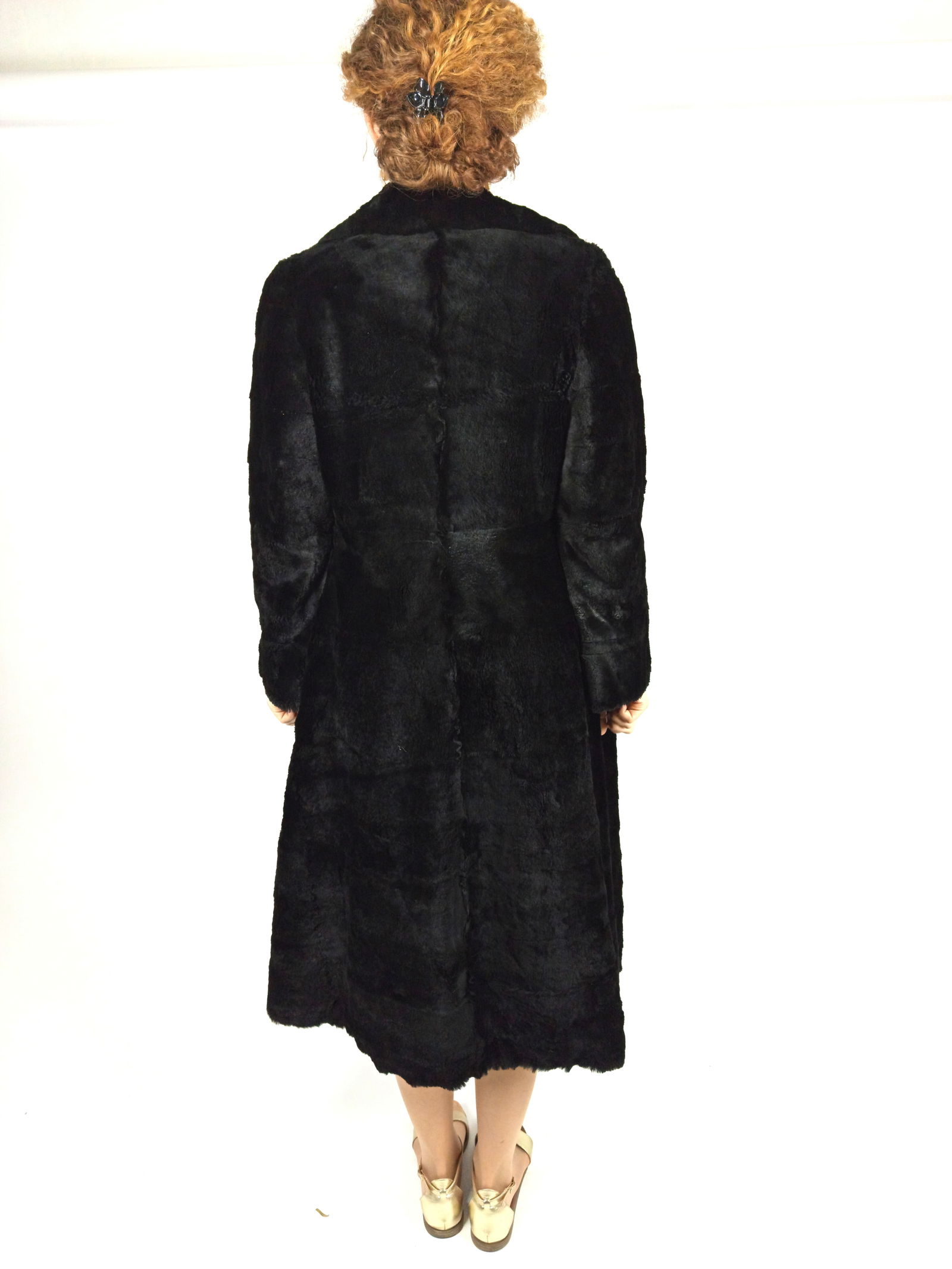 BLACK SHEARED LAPIN FUR COAT EU: M; US: 10 - 8
