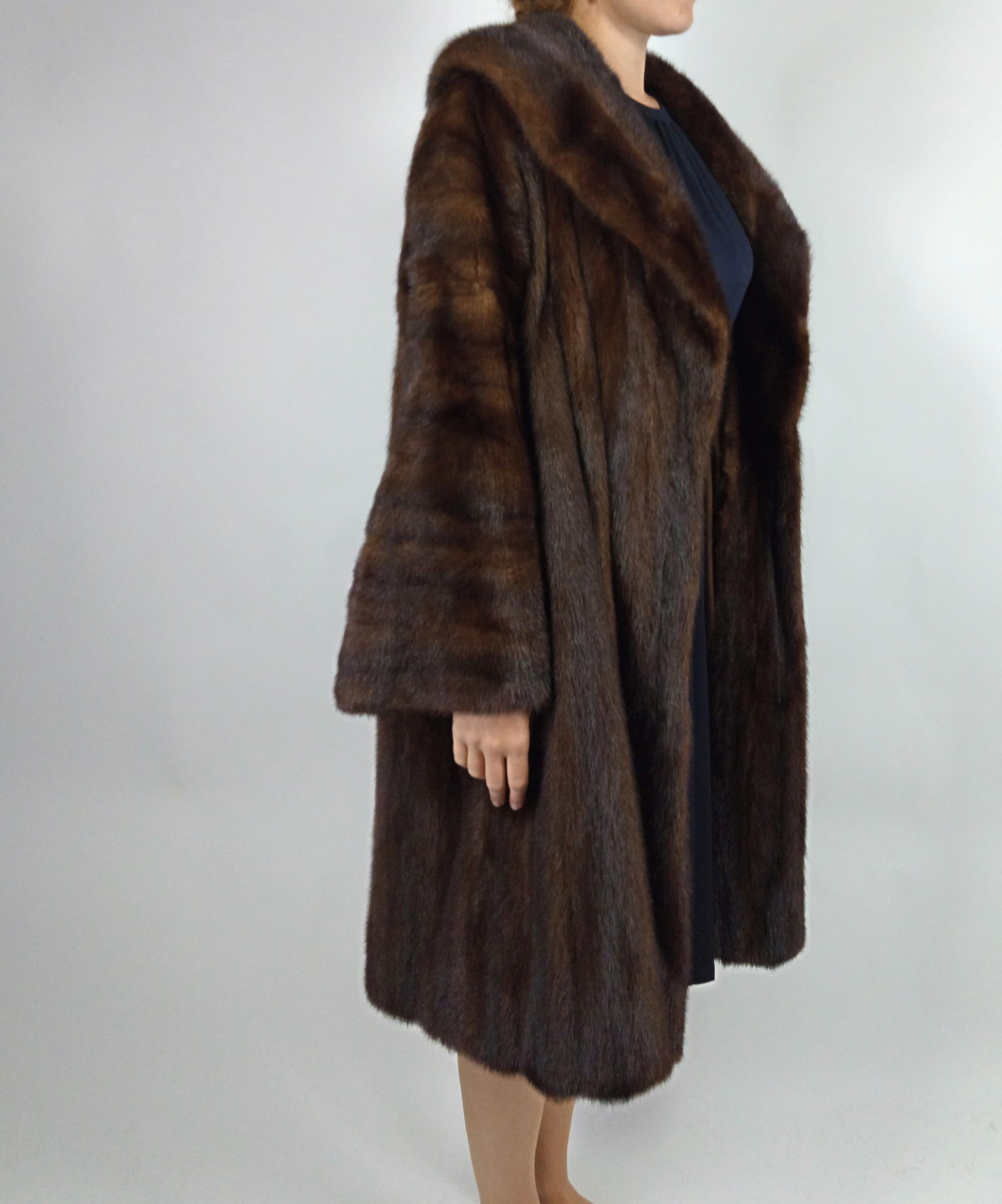 BROWN MINK FUR COAT EU: 3XL ; US: 24 - 6