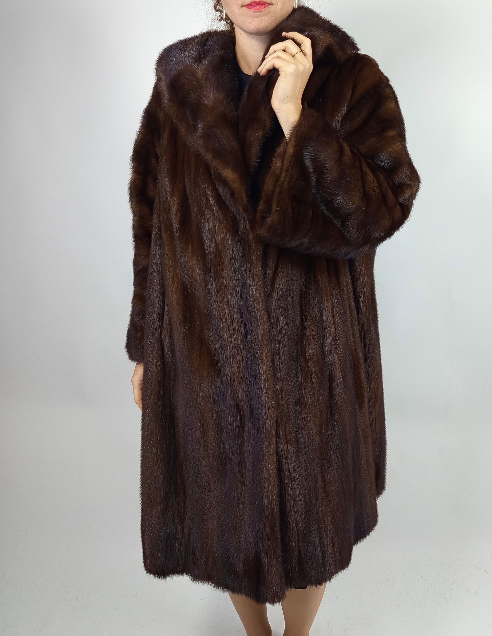 BROWN MINK FUR COAT EU: 3XL ; US: 24 - 8