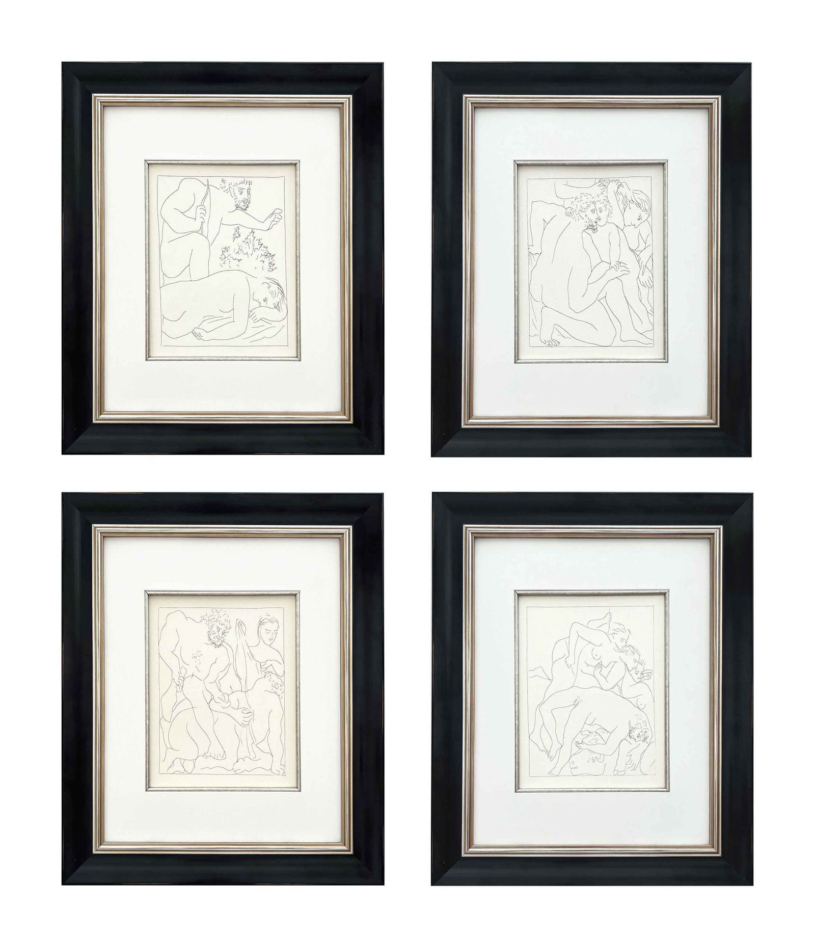 Picasso set of 4 no.1-3-4-5 Framed: Title: Picasso set of 4 no.1-3-4-5 Framed Artist: Framed Art, Metamorphoses d'Ovide, Picasso, Picasso framed prints Description: Artist: Pablo Picasso (after) Country: Spain Medium: Facsimile No. 1- 3