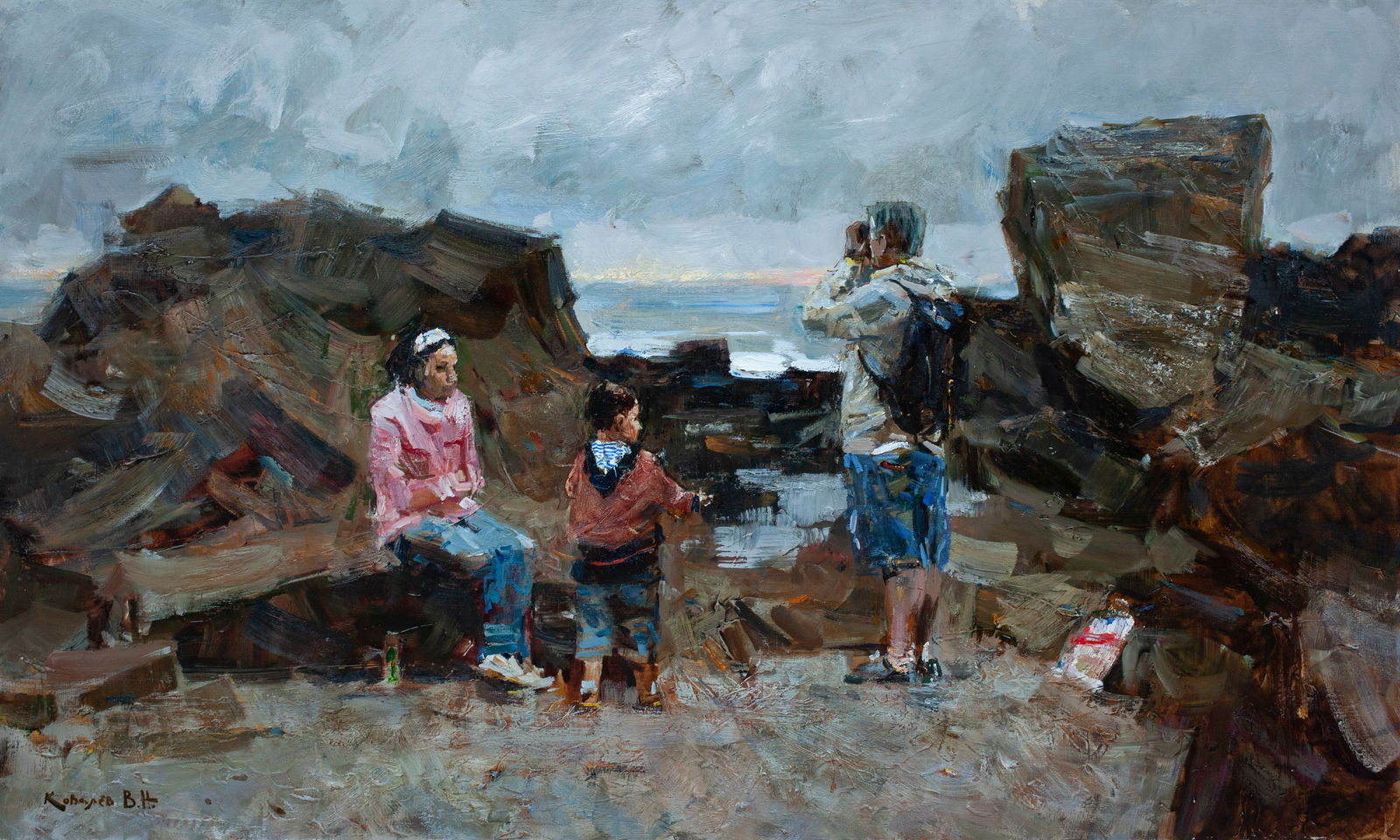 Oil painting Near the sea Ukrainian Artist: Title: Oil painting Near the sea Ukrainian Artist Description: 40KV Painter: Kovaliov V. Size: 60x100 cm/23.6x39.4 inches Components: oil, canvas Original painting from our collection ERA: 2012 Short