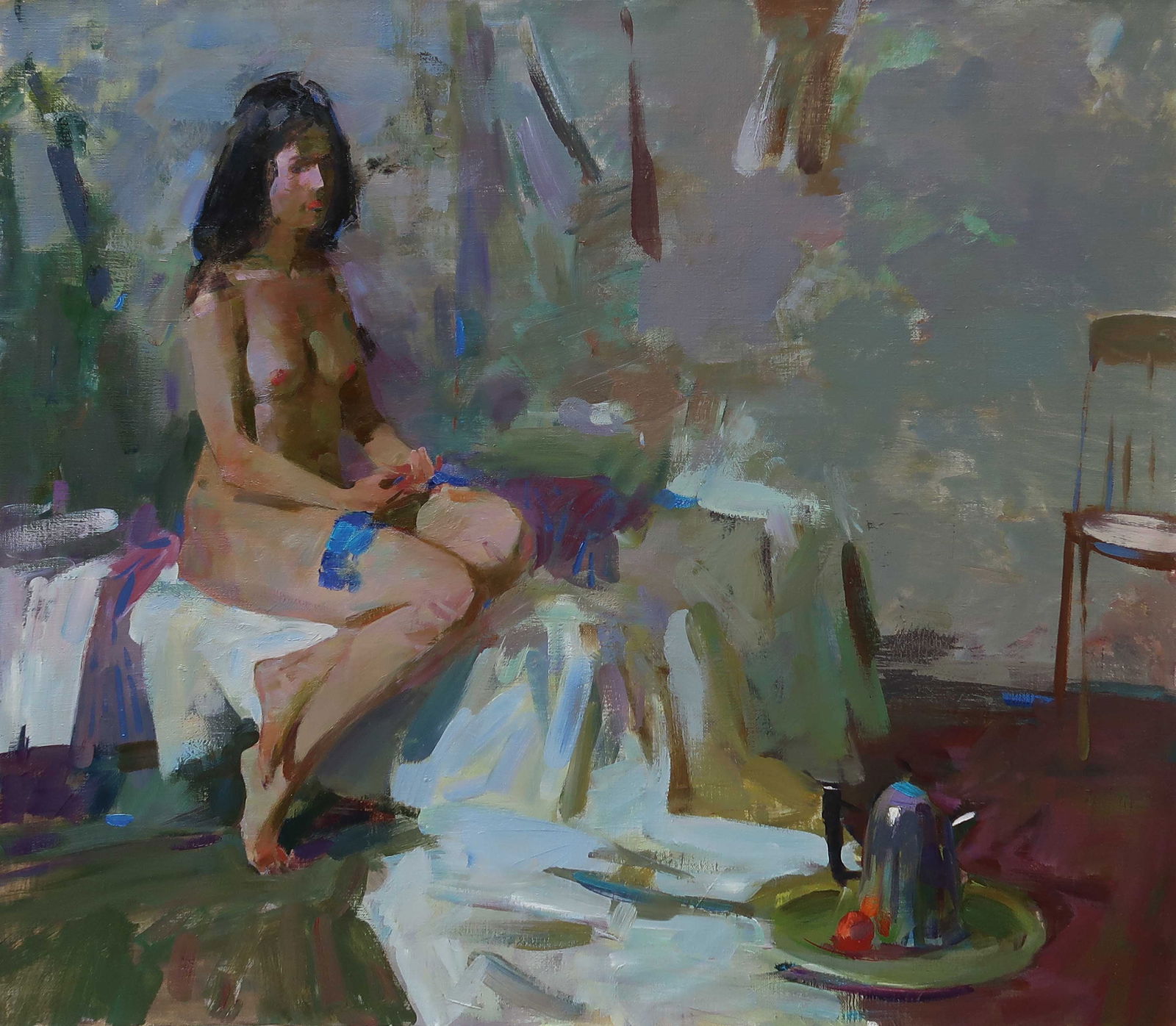 Oil painting Figure Serg Kovalenko: Title: Oil painting Figure Serg Kovalenko Description: 142SK Painter: Serg Kovalenko Size: 70x80 cm/27.6x31.5 inches Components: oil, canvas Original painting CONDITION: exellent ERA: modernGraduated