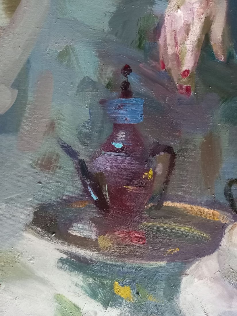 Oil painting Drinking coffee Alex Ditriev - 4