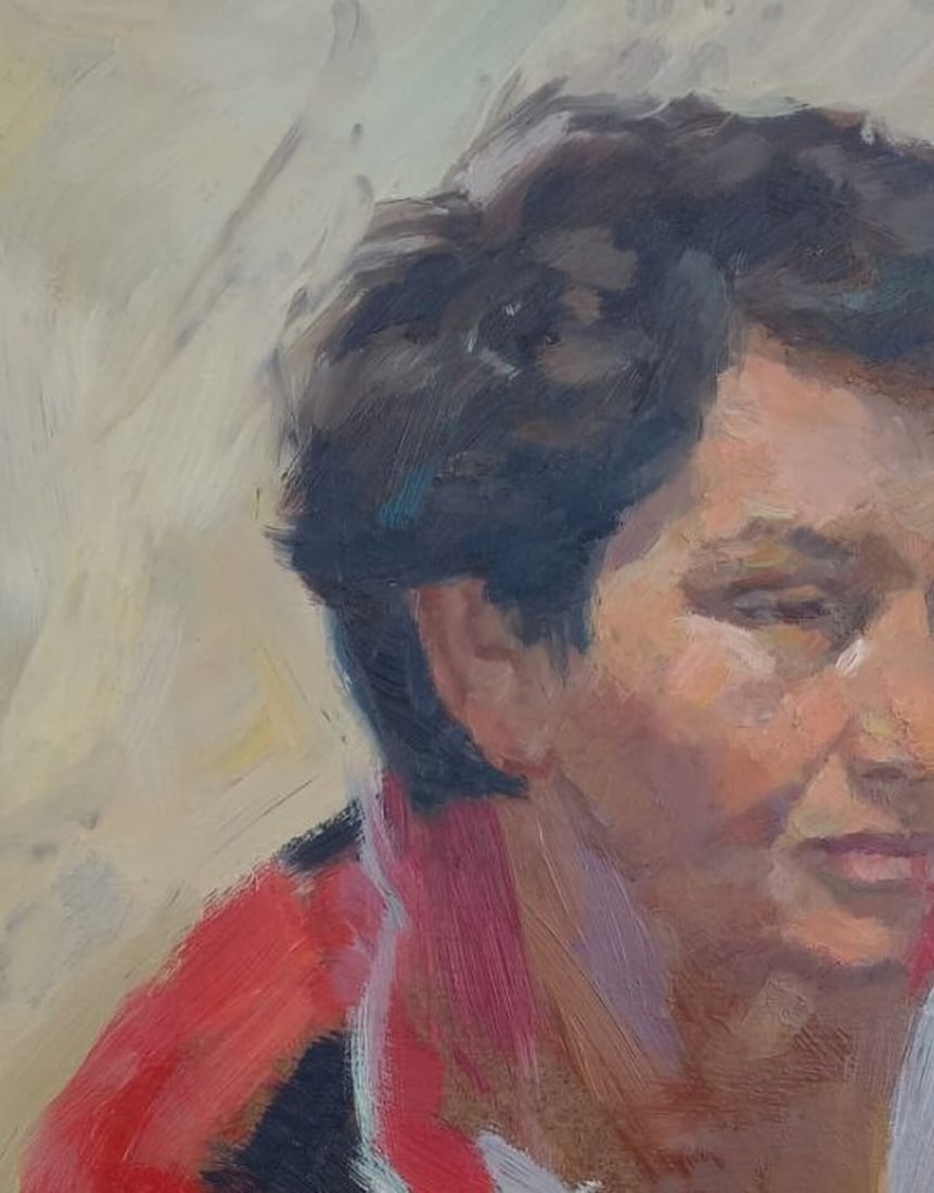 Oil painting Portrait Alex Ditriev: Title: Oil painting Portrait Alex Ditriev Description: 506AD Painter: Alex Ditriev Size:60x42 cm/ 23.62x16.53 inches Components: oil, cardboardOriginal painting from our collection ERA: Short informat