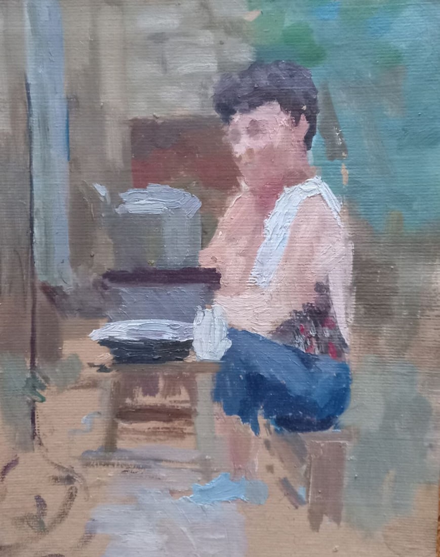 Oil painting Etude Alex Ditriev: Title: Oil painting Etude Alex Ditriev Description: 529AD Painter: Alex Ditriev Size:40x30 cm/ 15.75x11.81 inches Components: oil, cardboardOriginal painting from our collection ERA: Short information