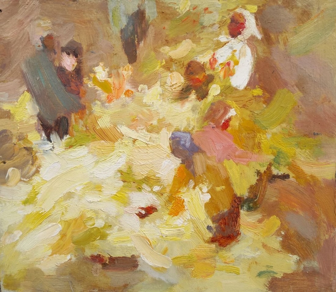 Oil painting Harvesting Alex Ditriev: Title: Oil painting Harvesting Alex Ditriev Description: 588AD Painter: Alex Ditriev Size:26x30 cm/ 10.23x11.81 inches Components: oil, cardboardOriginal painting from our collection ERA: Short inform