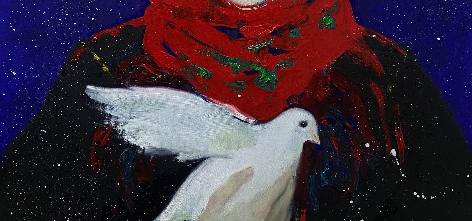 Oil painting Woman with a pigeon Yulia D. - 4