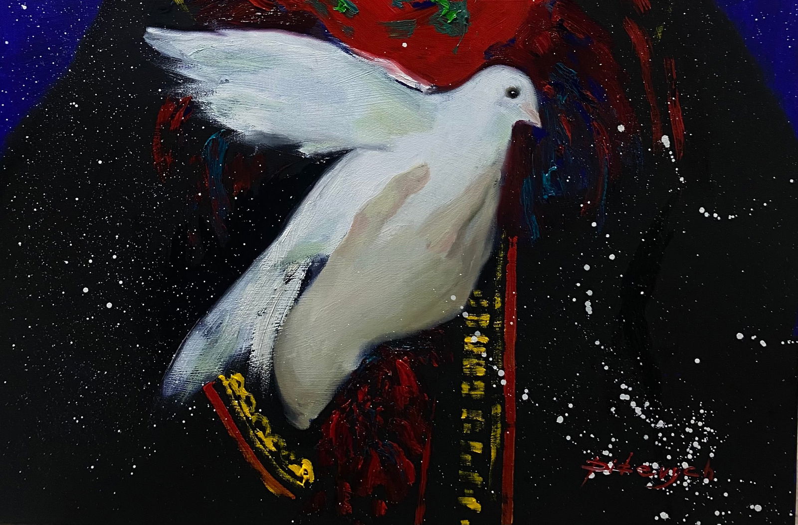 Oil painting Woman with a pigeon Yulia D. - 5