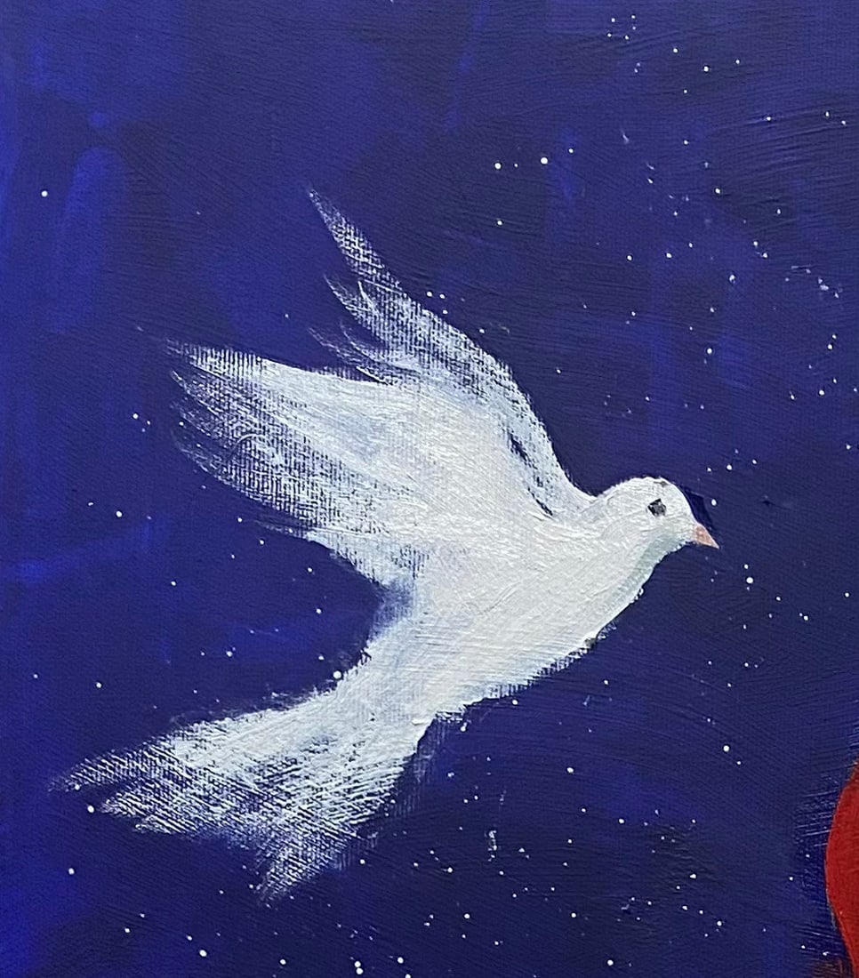 Oil painting Woman with a pigeon Yulia D. - 6