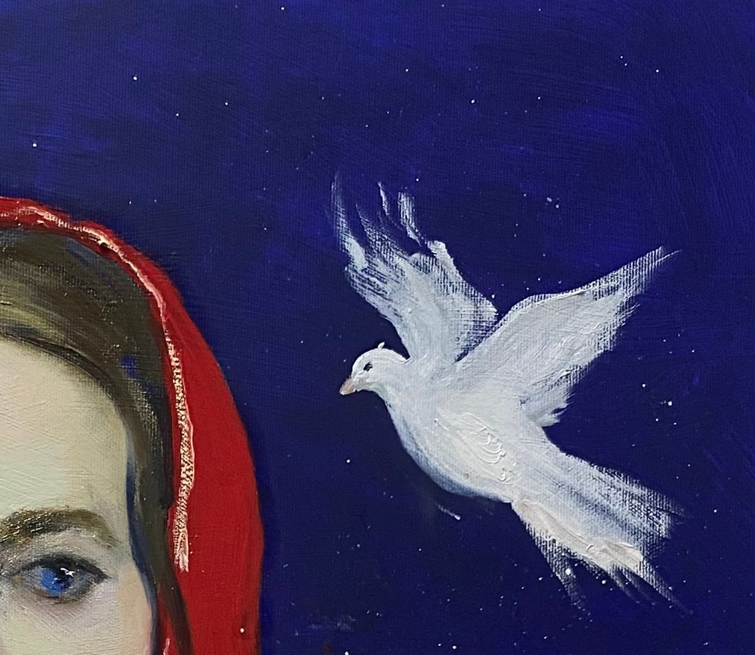 Oil painting Woman with a pigeon Yulia D. - 7