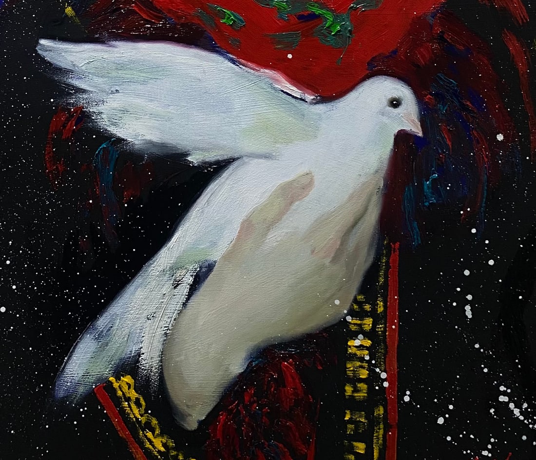 Oil painting Woman with a pigeon Yulia D. - 9