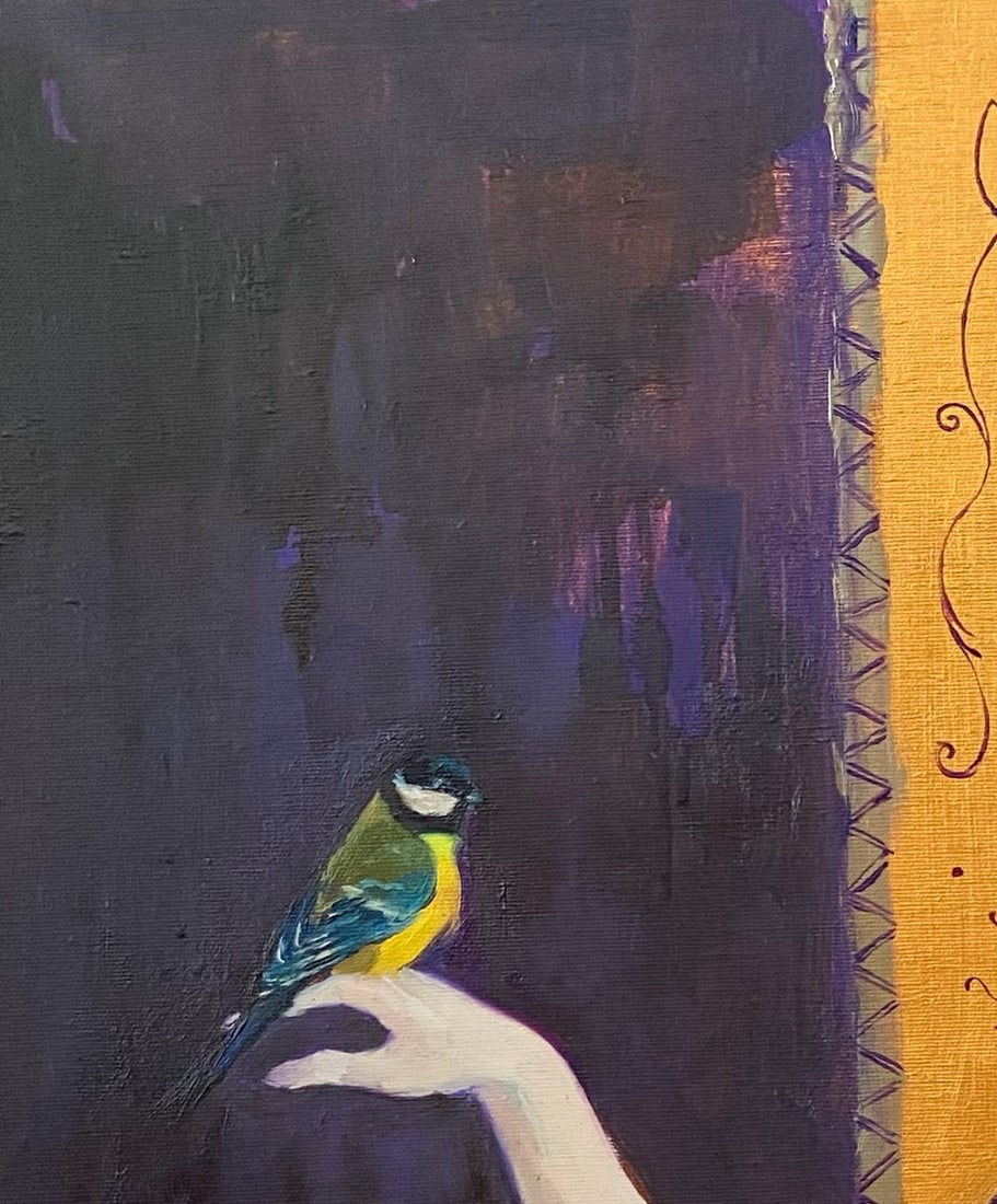 Oil painting Woman with bird Yulia D. - 3