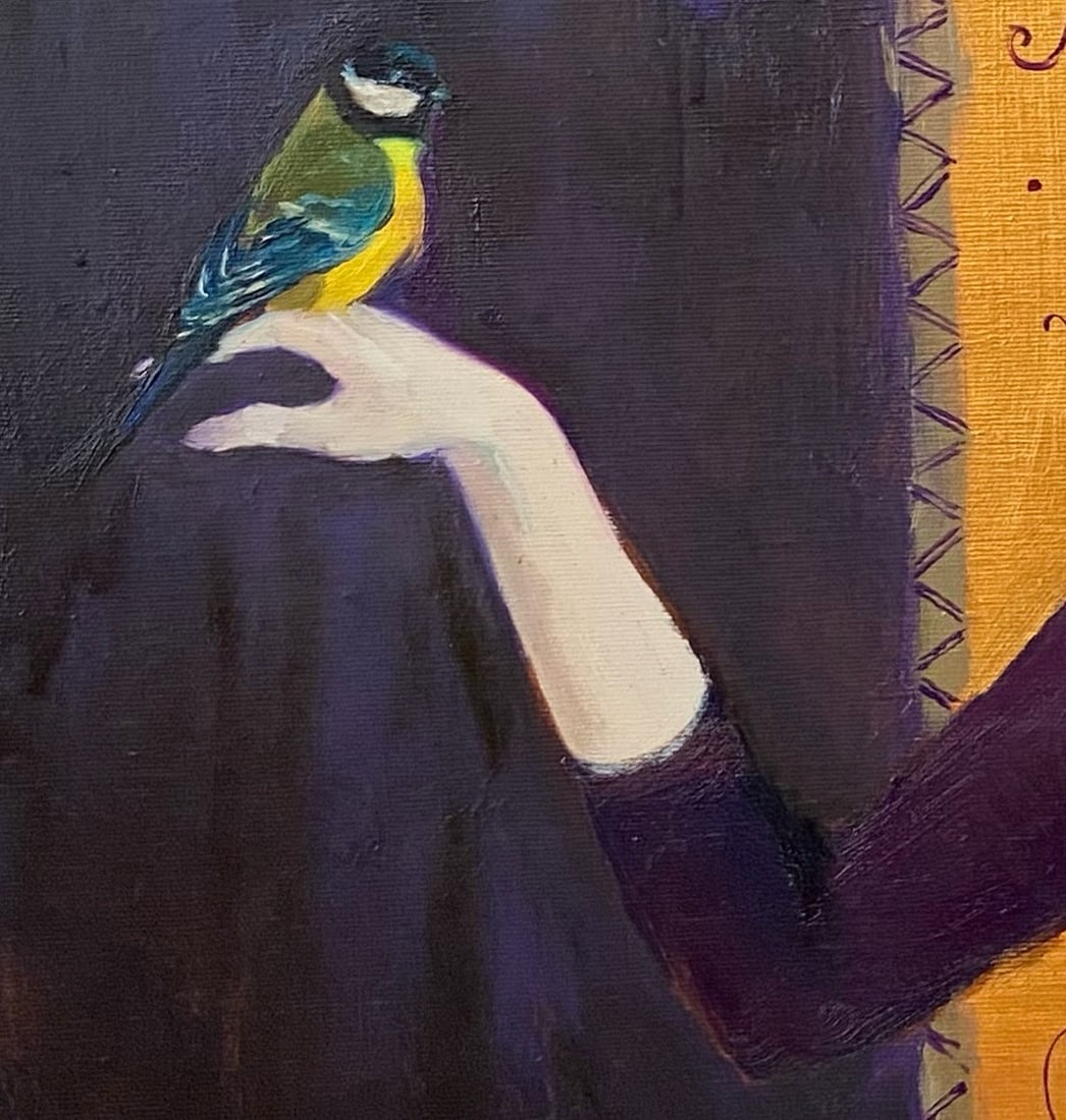 Oil painting Woman with bird Yulia D. - 8