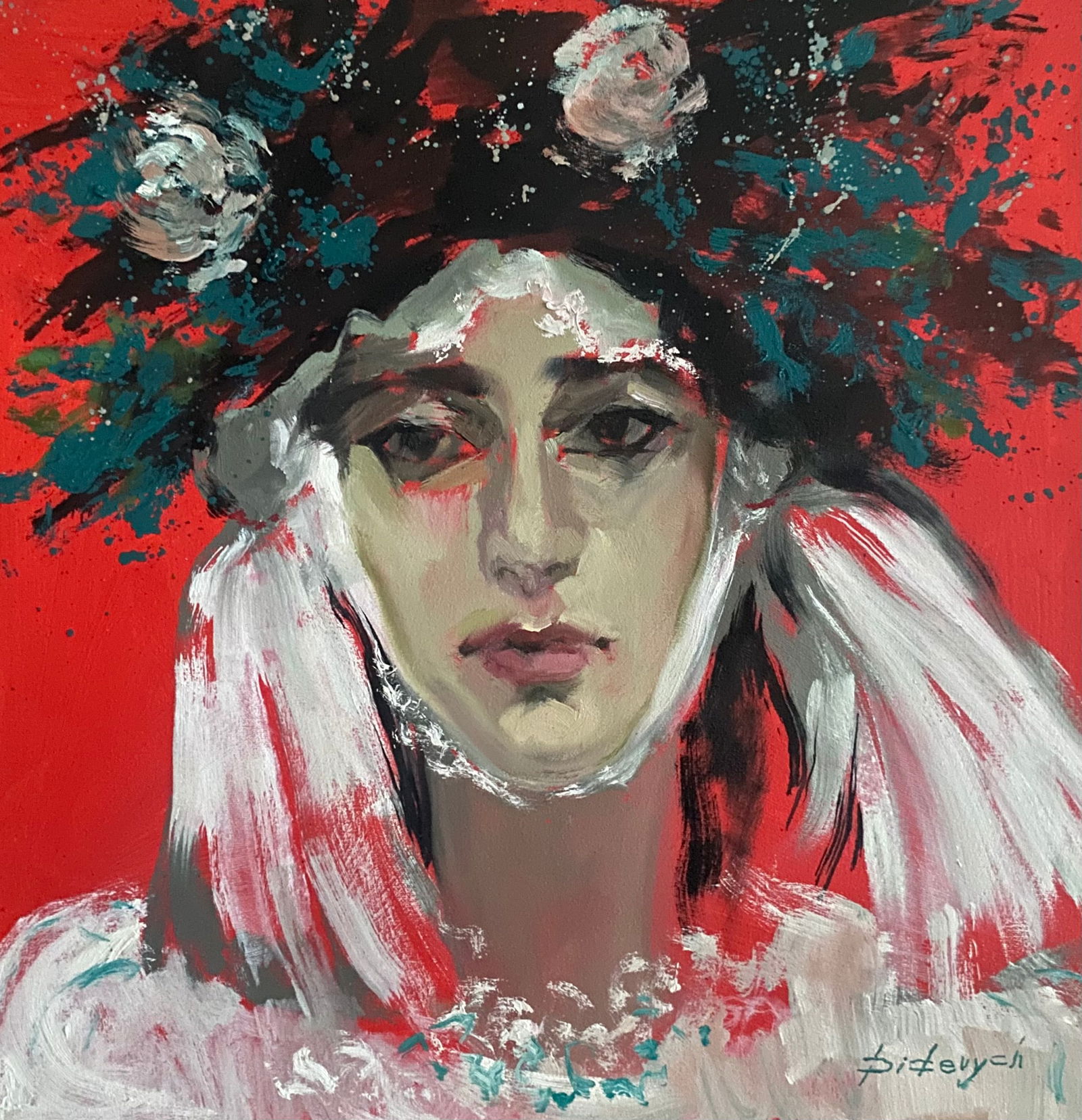 Oil painting Ukrainian Woman Yulia D.: Title: Oil painting Ukrainian Woman Yulia D. Description: 22YD Painter: Yulia D. Size: 50x50 cm/19.68x19.68 inches Components: oil, canvas Original painting from our collection ERA: 2025 Short informa