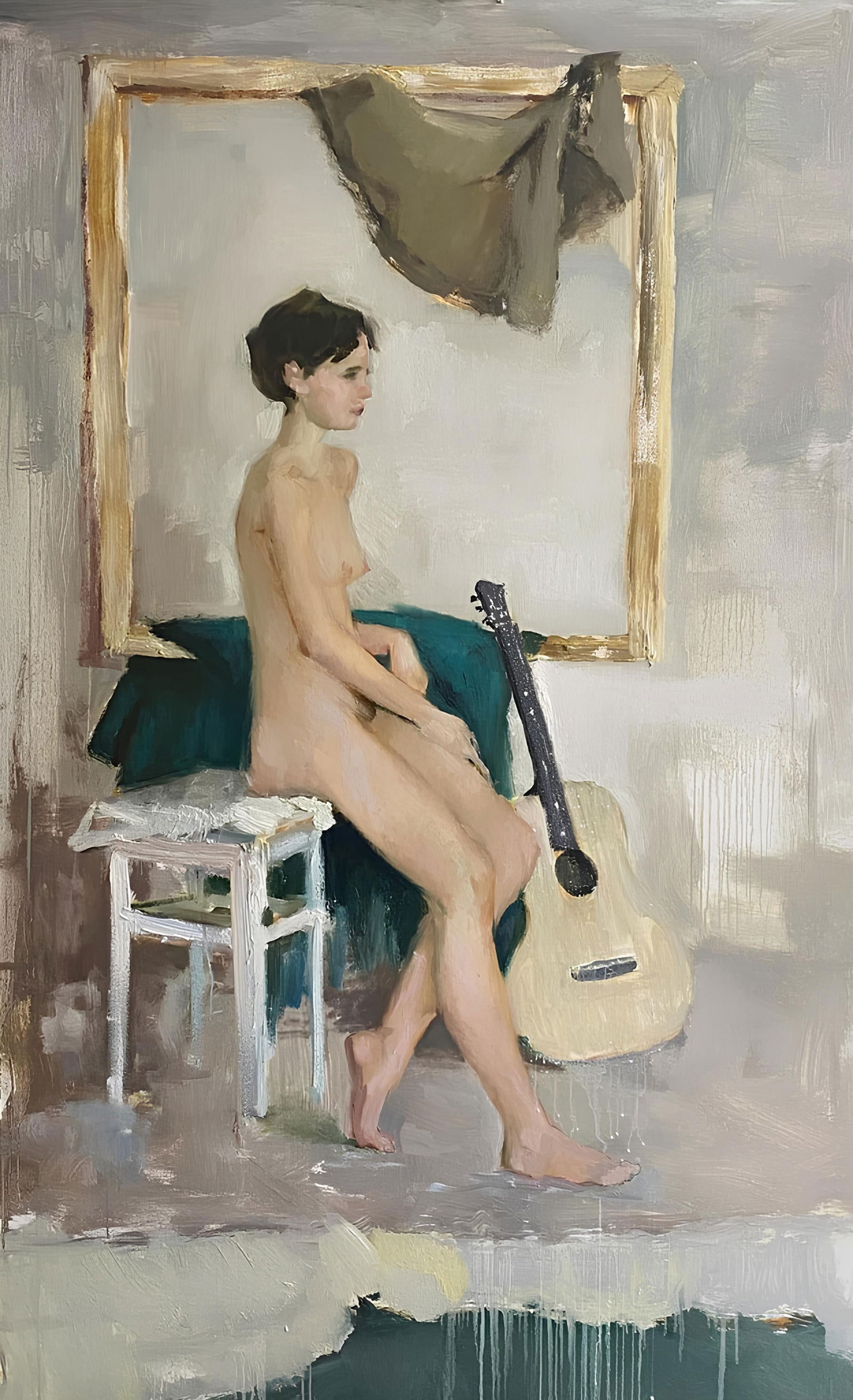 Oil painting Figure girl Yulia D.: Title: Oil painting Figure girl Yulia D. Description: 37YD Painter: Yulia D. Size: 160x105 cm/63x41.33 inches Components: oil, canvas Original painting from our collection ERA: 2022 Short information: