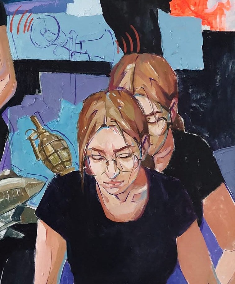 Oil painting Attention: Air raid alert Katya F - 10