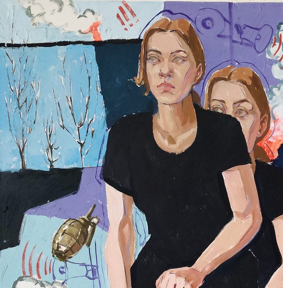 Oil painting Attention: Air raid alert Katya F - 3