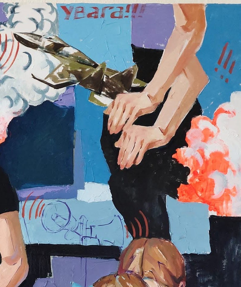 Oil painting Attention: Air raid alert Katya F - 4