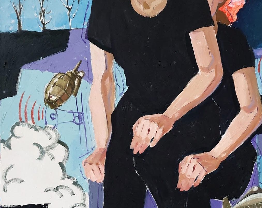 Oil painting Attention: Air raid alert Katya F - 9