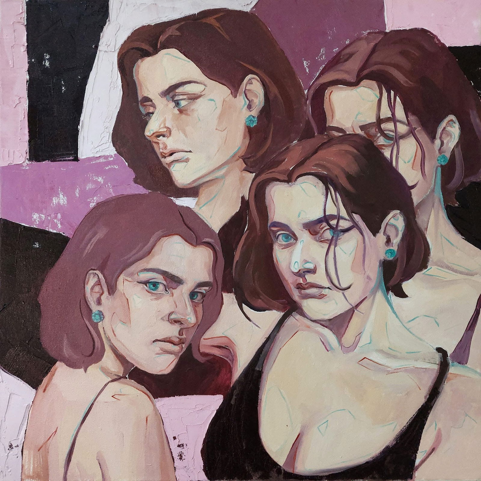 Oil painting Burgundy Katya F: Title: Oil painting Burgundy Katya F Description: 07Kt Painter: Katya F. Size: 50x50 cm/ 19.68x19.68 inches Components: oil, canvas Original painting CONDITION: exellent ERA: 2022ARTIST: Katya F is