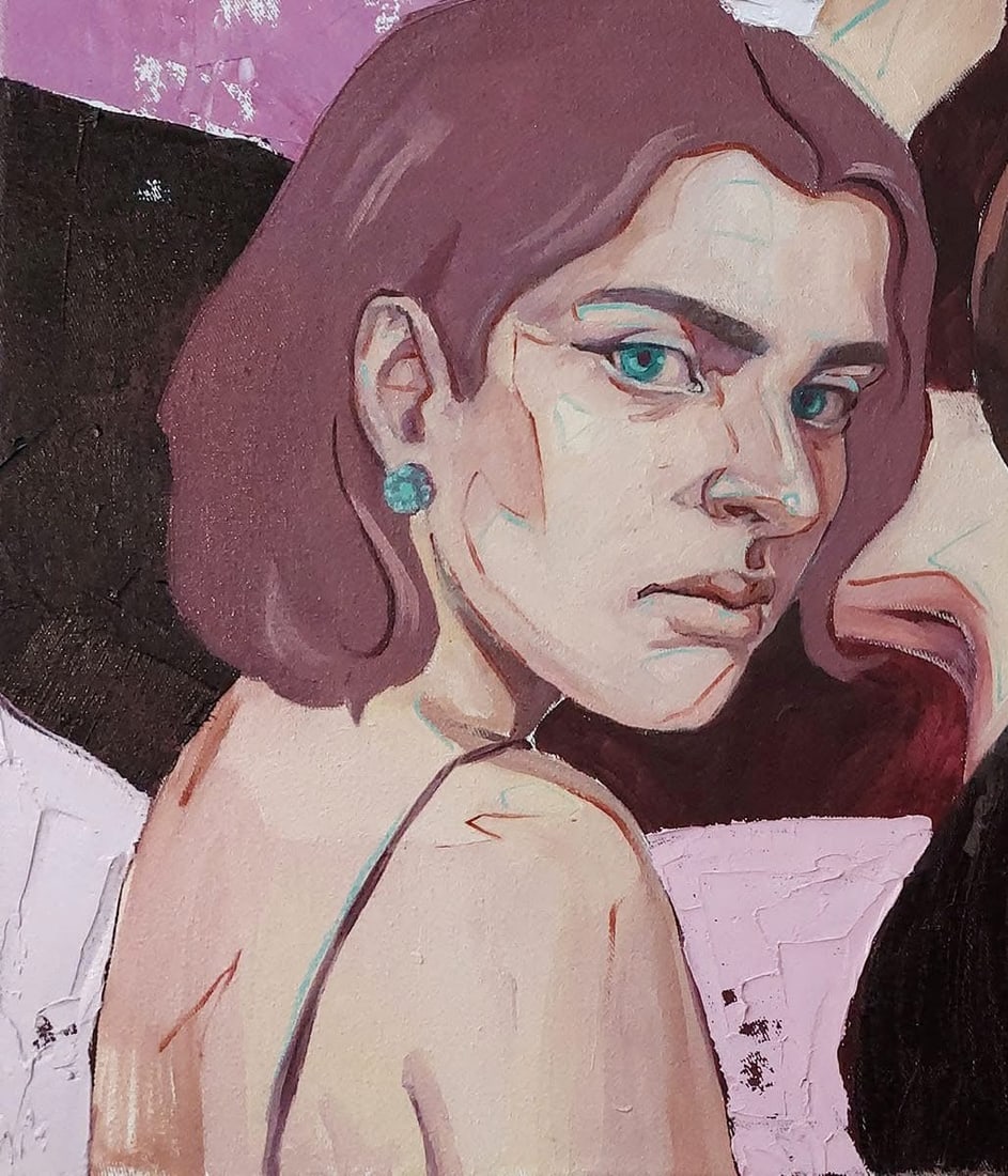 Oil painting Burgundy Katya F - 3