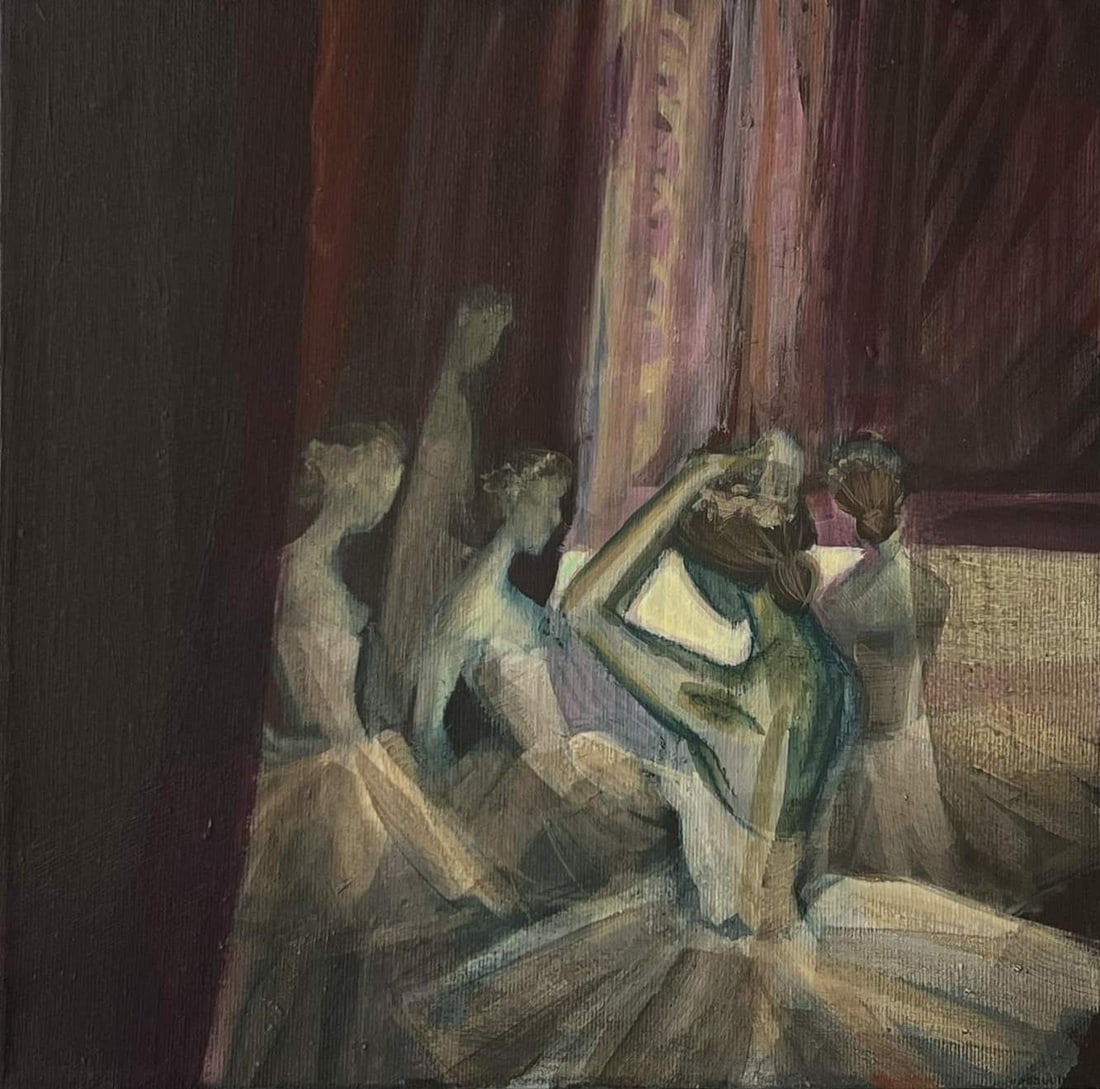 Acrylic painting ballet series Behind the scenes 4 Natalia V.: Title: Acrylic painting ballet series Behind the scenes 4 Natalia V. Description: 18Vc Painter: Natalia V. Size: 30x30 cm/ 11.81x11.81 inches Components: acrylic, canvas Original painting CONDITION: e