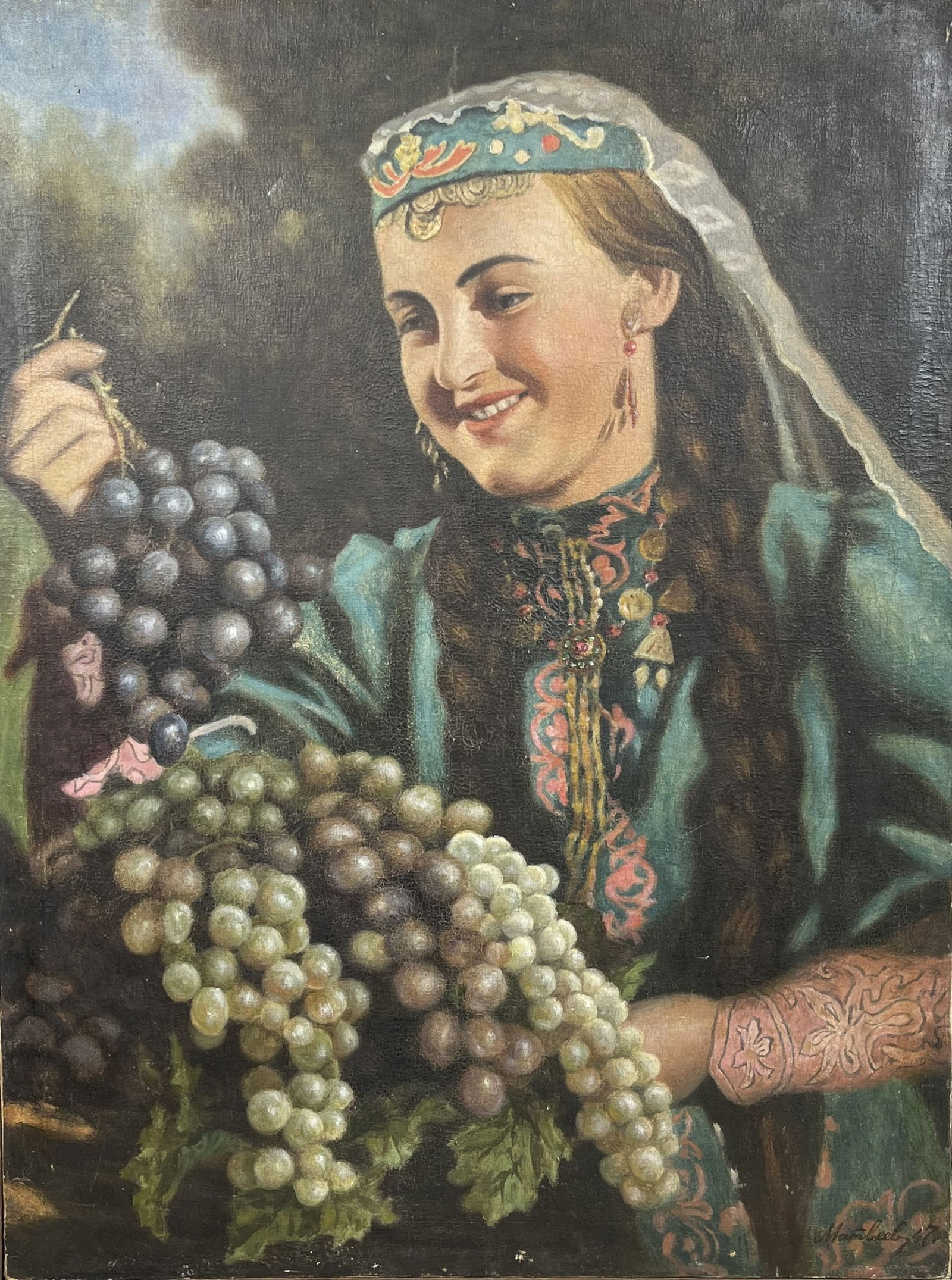 Oil painting Girl with grapes - 2