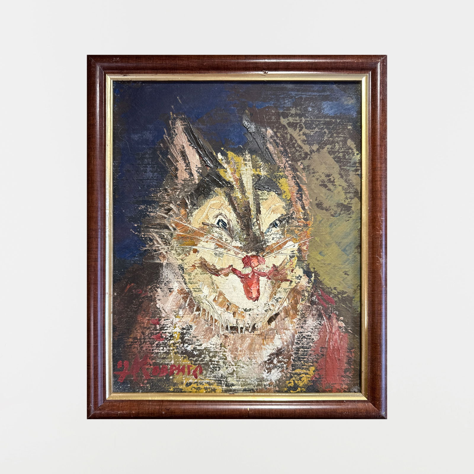 Oil painting with frame kitty K. Leonid - 2